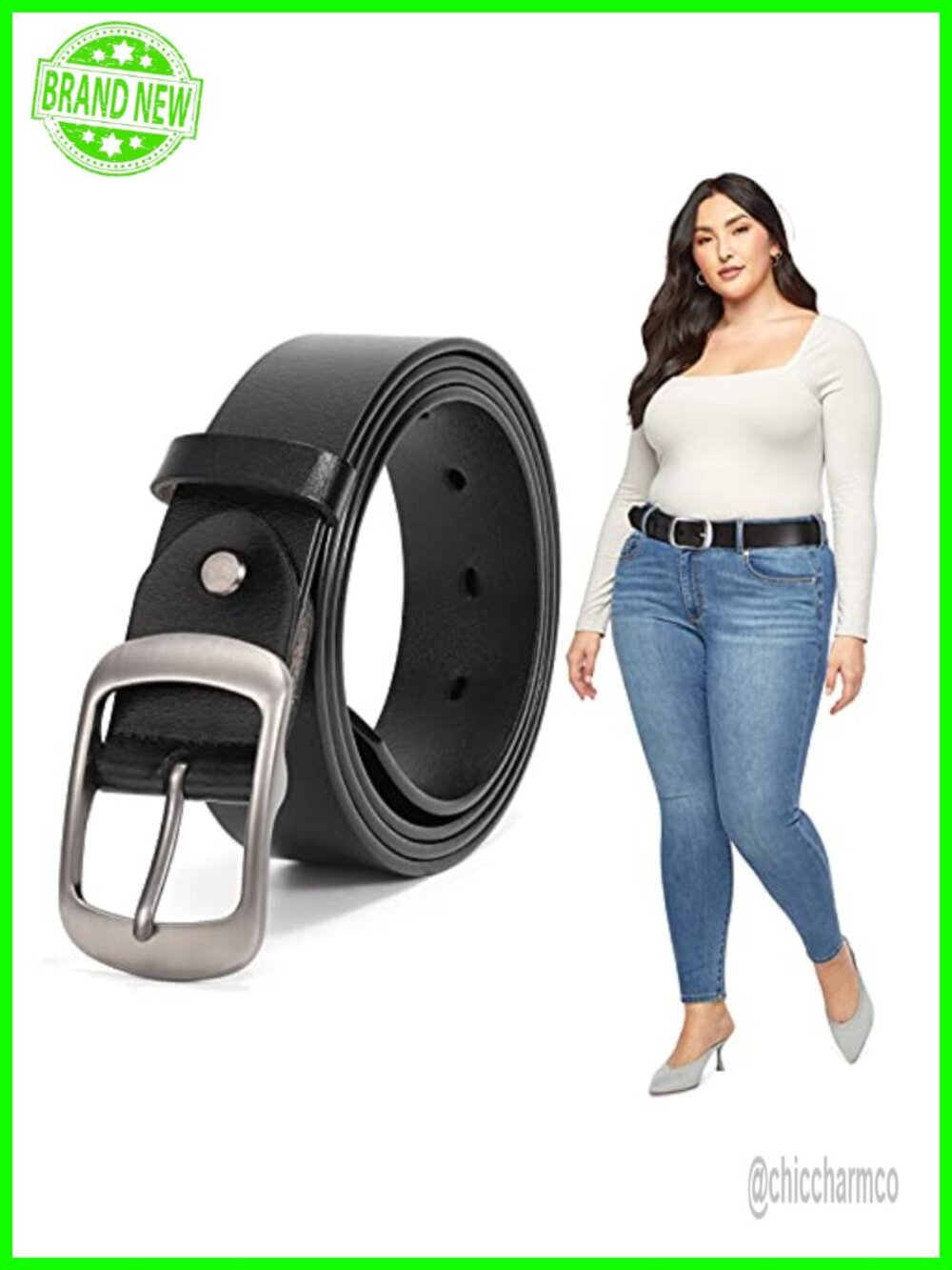 Plus Size Women Leather Belt with Metal Pin Buckle for Jeans Pants Casual Waist